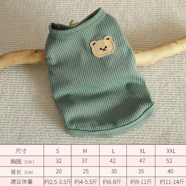 Bear Vest Pet Dog Clothes Cat Solid T-shirt Clothing Dogs Thin Small Carousel 1