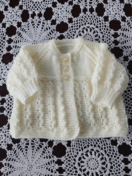 hand knitted Lemon mattinee jacket62863864722178118
