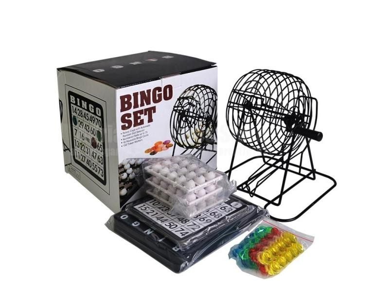 Bingo Set Traditional Bingo Lottery Family Game Set Cage Balls Cards Counters Carousel 2