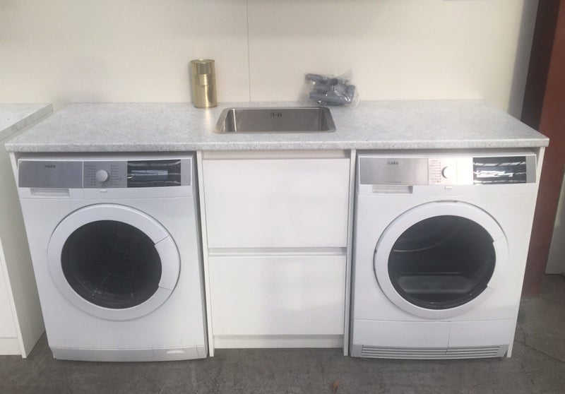 Tub unit with Drawers & 1830 Benchtop for 2X Front Loaders Carousel 2
