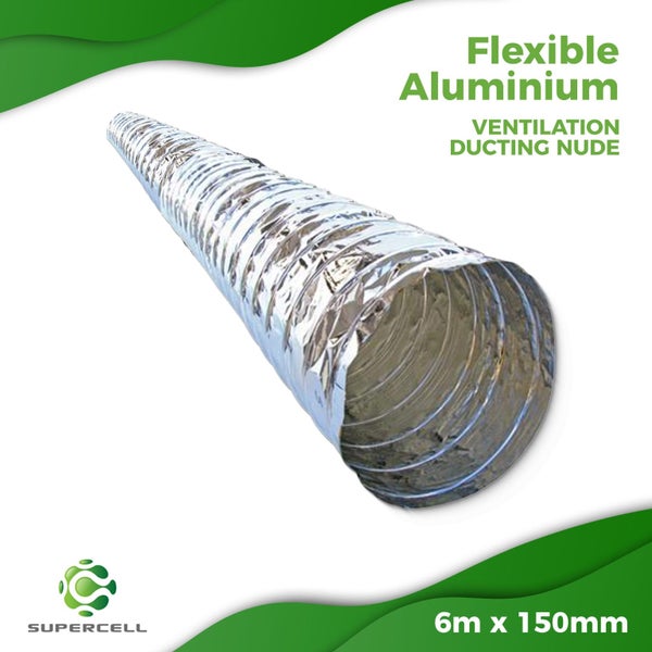 V 6m x 150mm FLEXIBLE ALUMINIUM VENTILATION DUCTING NUDE Carousel 1
