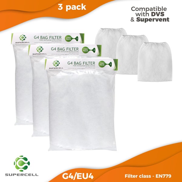 DVS Compatible G4 x3 Ventilation Filter Bag Filter by Supercell (3 pack) Carousel 1