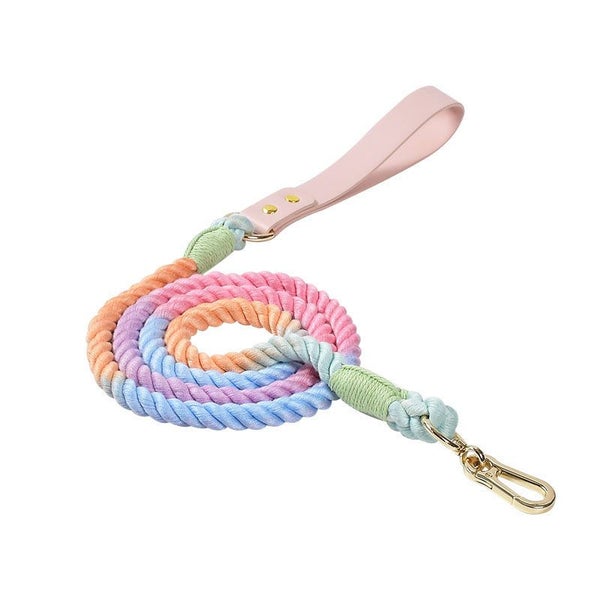 120CM Soft Braided Colourful Dog Leash-Macaron Carousel 1