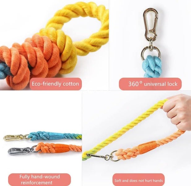 120CM Soft Braided Colourful Dog Leash-Rainbow Carousel 2