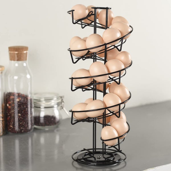 Metal Egg Storage Rack Skelter Dispenser Display Stand Carousel 2