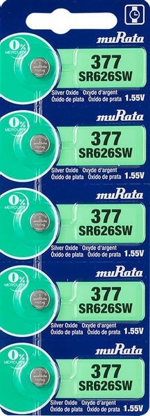 MURATA (SONY) 5pcs 1.55V 377 / SR626SW / AG4 Watch Button Silver Oxide Battery63002970973058110
