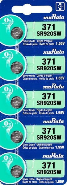 MURATA (SONY) 5pcs 1.55V 371 / SR920SW / AG6 Watch Button Silver Oxide Battery62981389657217113