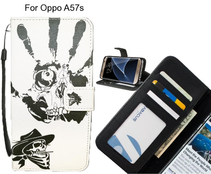 Oppo A57s case 3 card leather wallet case printed ID Carousel 1