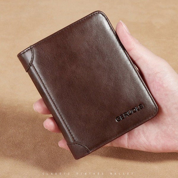 Leather RFID Blocking Wallet: Multi card n Coin Purse Wallet for Mens Brown Carousel 2