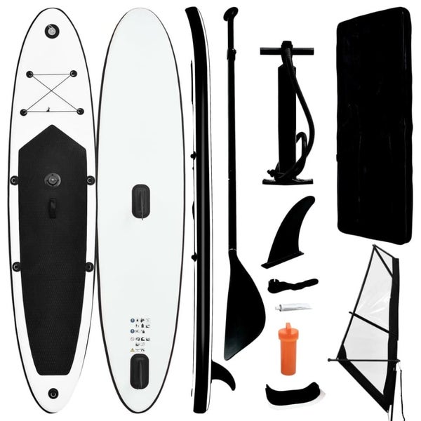 Inflatable Stand Up Paddleboard with Sail Set Black and White Kxitl Carousel 1