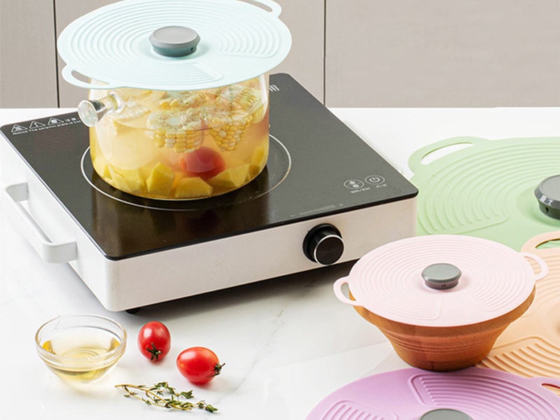 7Pcs FDA Approved Silicone Pots Lids Reusable Anti-dust Suction Seal Lid Cover Carousel 2