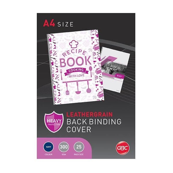 Gbc binding cover a4 l/grain navy pk25 Carousel 1
