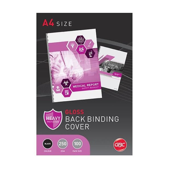 Gbc binding cover a4 gloss black pk100 Carousel 1