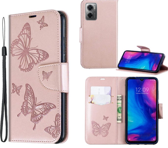 Redmi 10 5g PU leather wallet case embossed twin butterfly RG Carousel 1