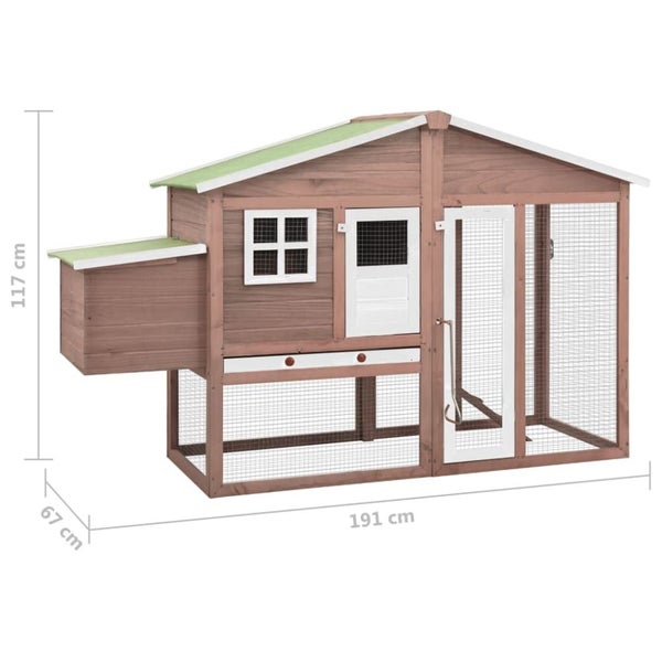 Chicken Coop with Nest Box Mocha and White Solid Fir Wood Oibnll Carousel 2