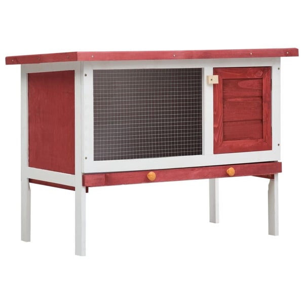 Outdoor Rabbit Hutch 1 Layer Red Wood Oibntb Carousel 1