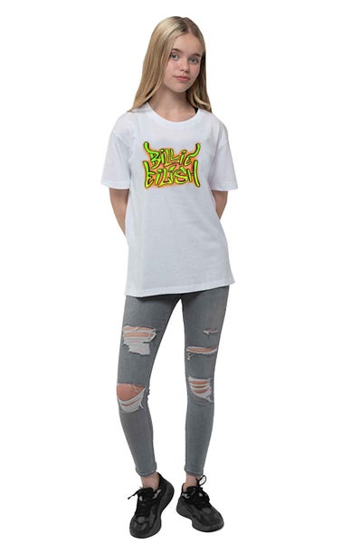 Billie Eilish Kids T Shirt Graffiti Logo new Official White (Ages 5-14 yrs) Carousel 2