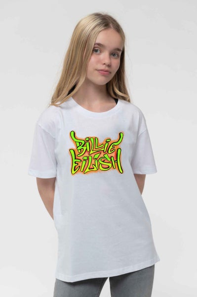 Billie Eilish Kids T Shirt Graffiti Logo new Official White (Ages 5-14 yrs) Carousel 5