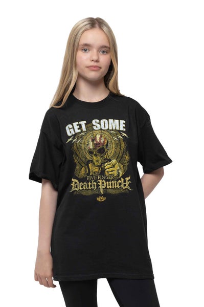 Five Finger Death Punch Kids T Shirt Get Some Band Logo Official Black Carousel 1