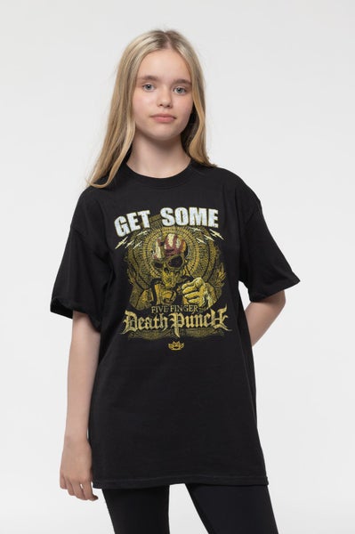 Five Finger Death Punch Kids T Shirt Get Some Band Logo Official Black Carousel 5