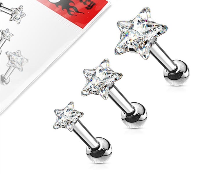 Silver Stars 3 Piece Tragus Set. Carousel 1