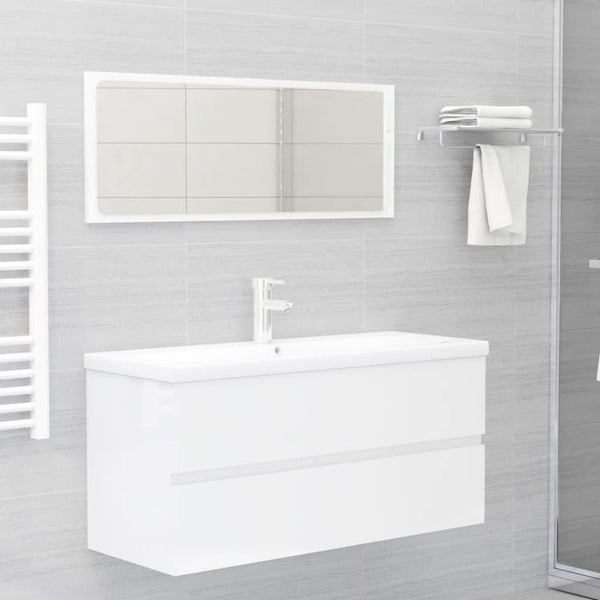 Bathroom Furniture Set Glossy Look White Chipboard Tbiolon Carousel 1