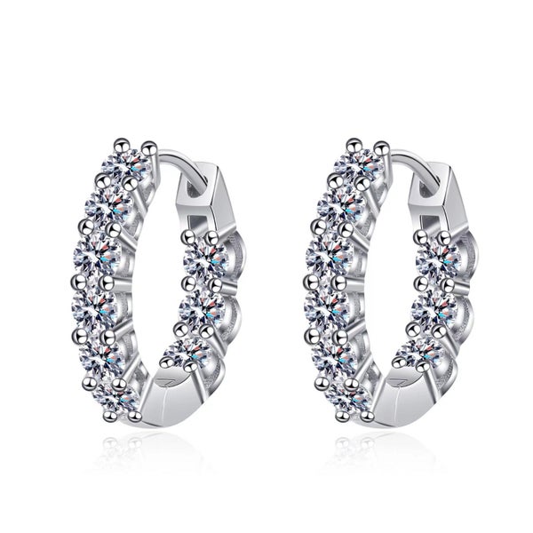 1.8 Carat Moissanite Diamond Hoop Earrings S925 Silver Platinum Plated -CIR62949053773697117