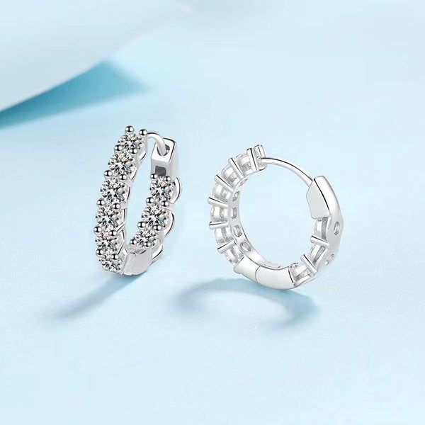 1.8 Carat Moissanite Diamond Hoop Earrings S925 Silver Platinum Plated -CIR62949053773697111
