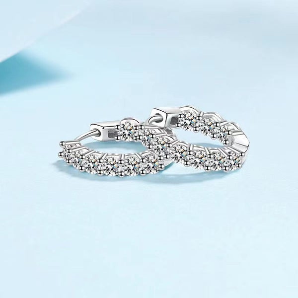 1.8 Carat Moissanite Diamond Hoop Earrings S925 Silver Platinum Plated -CIR62949053773697112