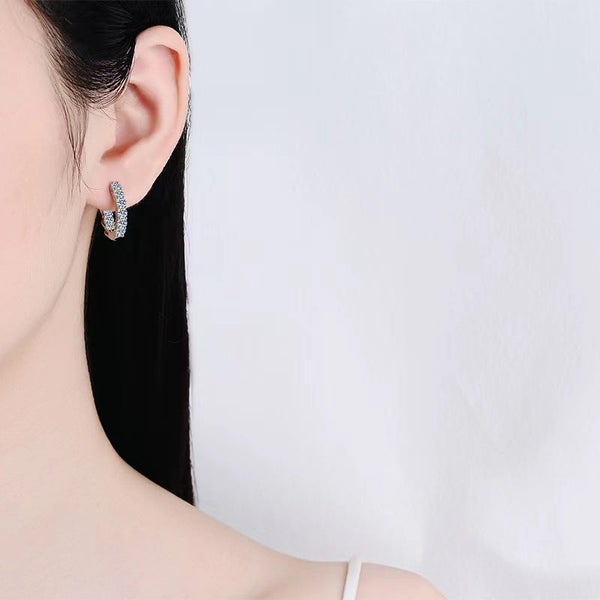 1.8 Carat Moissanite Diamond Hoop Earrings S925 Silver Platinum Plated -CIR62949053773697113