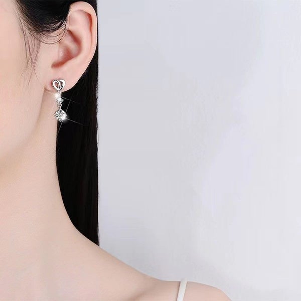 2ct Moissanite Drop Earrings S925 Silver Platinum Plated Dangle Earrings -XX162948101648515113