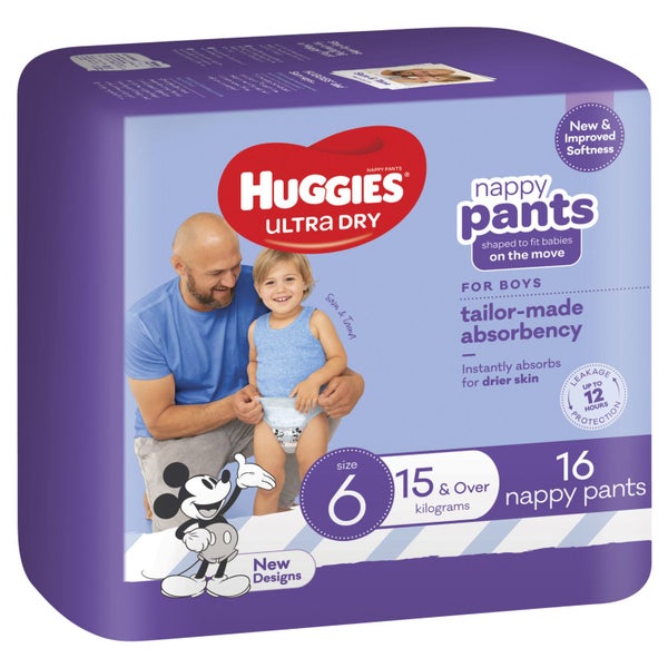 Huggies Ultra Dry Convenience Nappy Junior Boy Pants Size 6 Carousel 1