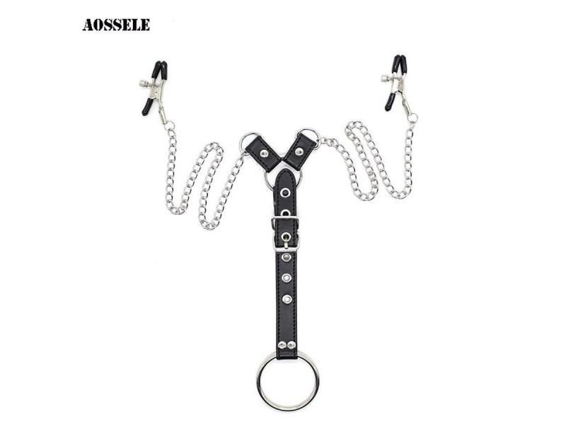 Nipple Breast Clamps Penis Ring Metal Chain Adult Game Sex Toys For Men Fetish Carousel 1