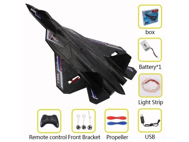 Rc Plane SU 57 Radio Controlled Airplane With Light Fixed Wing Hand Throwing Carousel 1