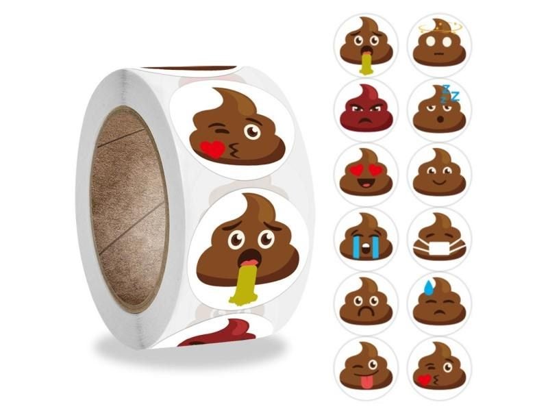 New 500pcs Novel Funny Designs Pet Dog Poop Emoticons Reward Sticker Kids Toys Carousel 2