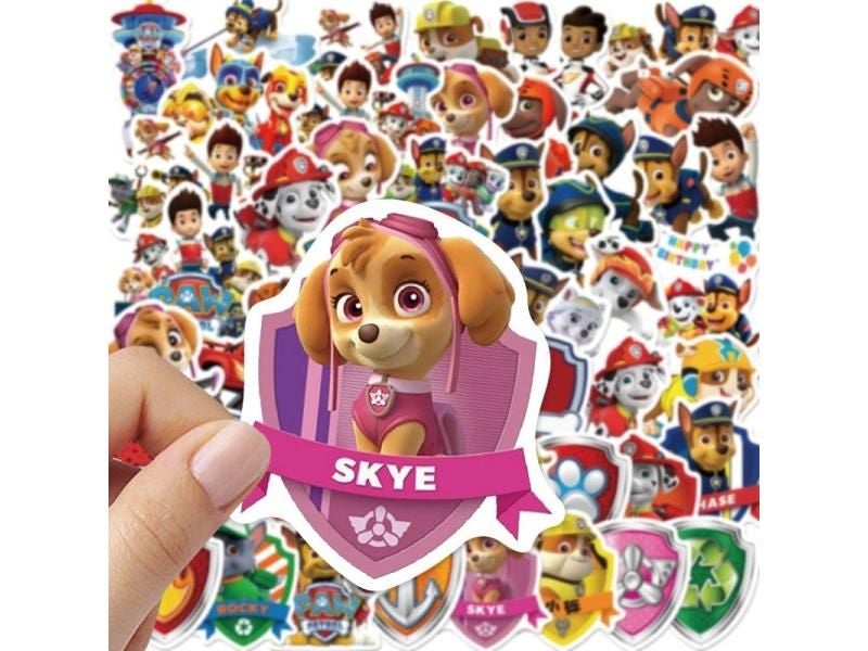100PCS Kids Anime PAW Patrol Dog Toy Stickers Cartoon Animal Bubble Suitcase Carousel 2