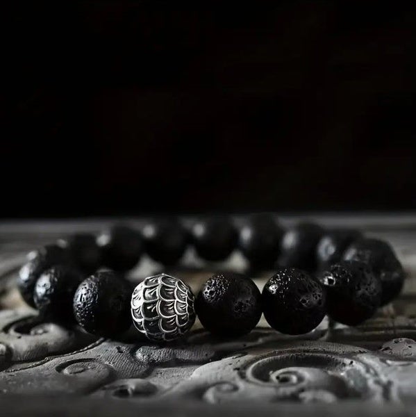 Men's Edgy Volcanic Lava Stone Bracelet Carousel 2