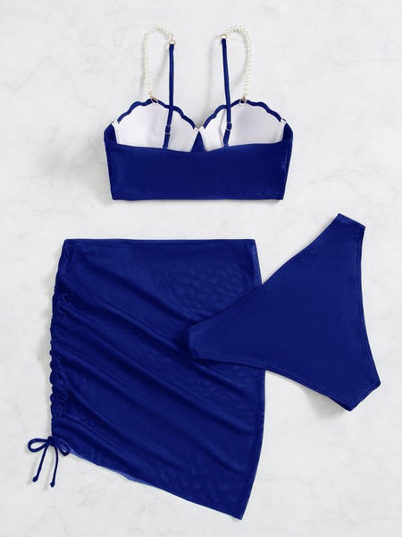 Shell Bra Push Up Three Pieces Bikini Set Swimsuit For Women Pearls Carousel 6