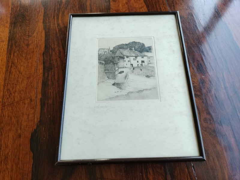Small Antique Etching "Caerleon" Carousel 1