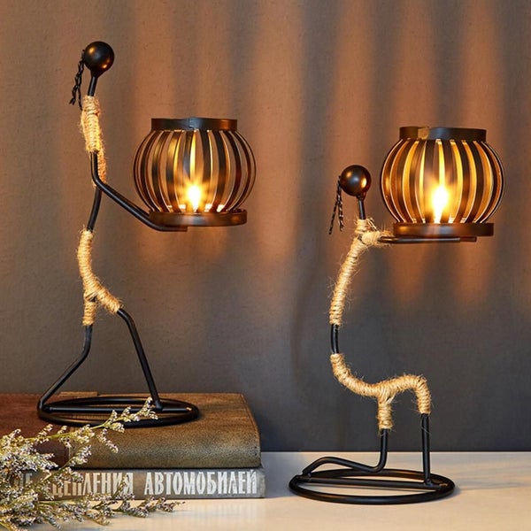 Nordic Metal Candlestick Abstract Character Sculpture Candle Holder Carousel 2
