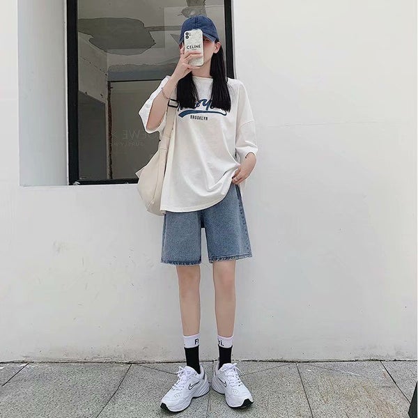 Feynzz Fashion Summer Half Women Denim Shorts High Waist Belted Loose Carousel 4