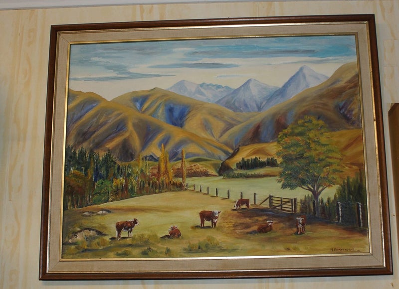 N. Kempthorne 71 _________Landscape Painting. Hereford cattle. Wooden Gate.629471531584021112