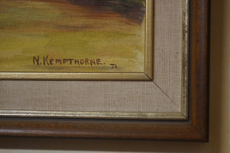 N. Kempthorne 71 _________Landscape Painting. Hereford cattle. Wooden Gate.62947153158402111