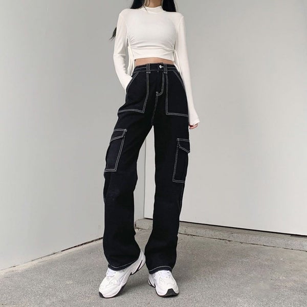 Cargo Pants Women Hippie Streetwear Punk High Waist Korean Style Carousel 7