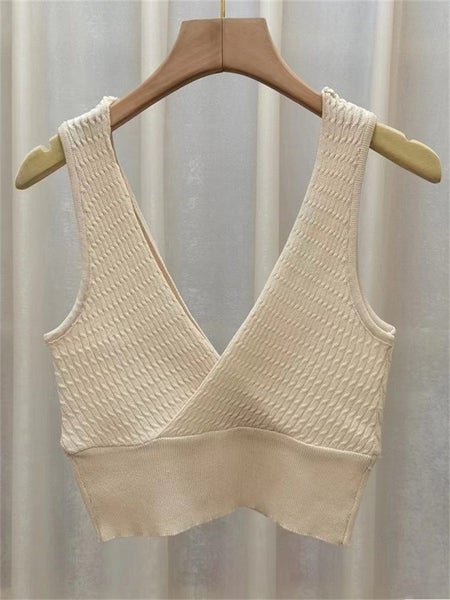 Summer New Fashion Women Plaid Crop Tops Buttons Camis Knitting Cute Carousel 1