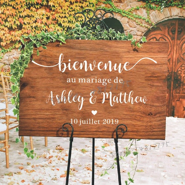 French Style Wedding Mirror Vinyl Decal Custom Names Wall Sticker Carousel 2