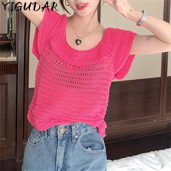 Casual New Mesh Grid Short Sleeve Sexy Hollow Out Mesh Cover T Shirt Carousel 2