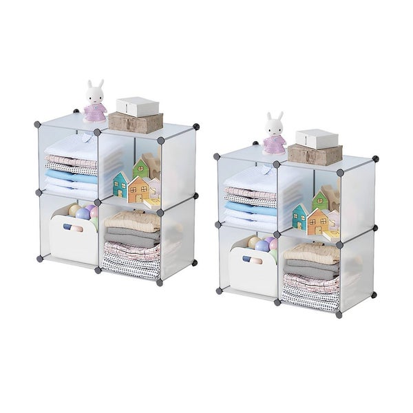 SOGA 2X 4-Cube Transparent Shelf Box Portable Cubby DIY Storage Shelves Modul... Carousel 1