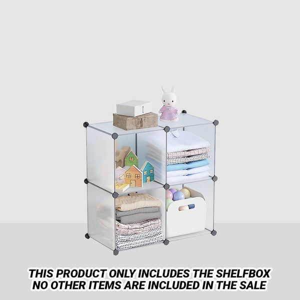 SOGA 2X 4-Cube Transparent Shelf Box Portable Cubby DIY Storage Shelves Modul... Carousel 2