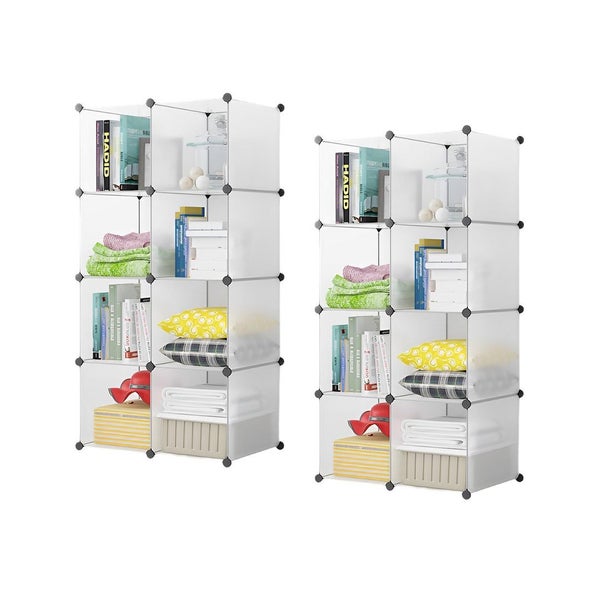 SOGA 2X 8-Cube Transparent Shelf Box Portable Cubby DIY Storage Shelves Modul... Carousel 1